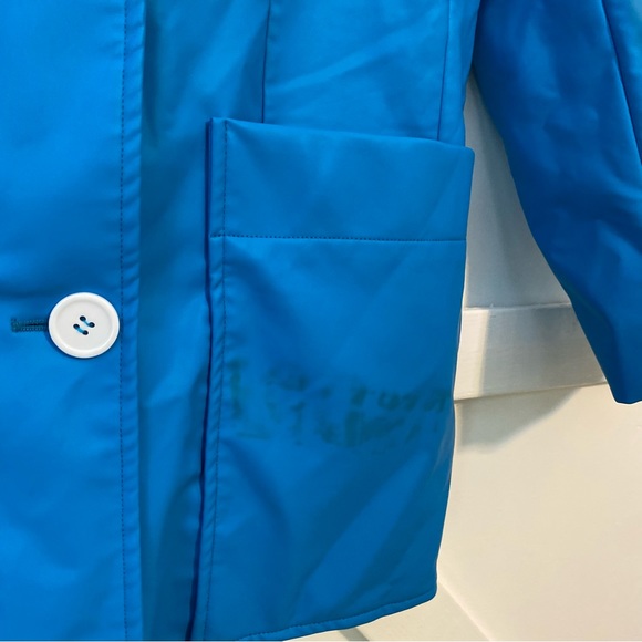 Nina Ricci Asymmetric Cutout Faux Leather Button Front Collared Blazer Blue 34 - Picture 6 of 14